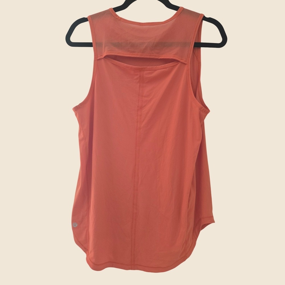 Lululemon Sculpt Tank Top Terracotta Orange Sleeveless Mesh Workout Shirt Size 6